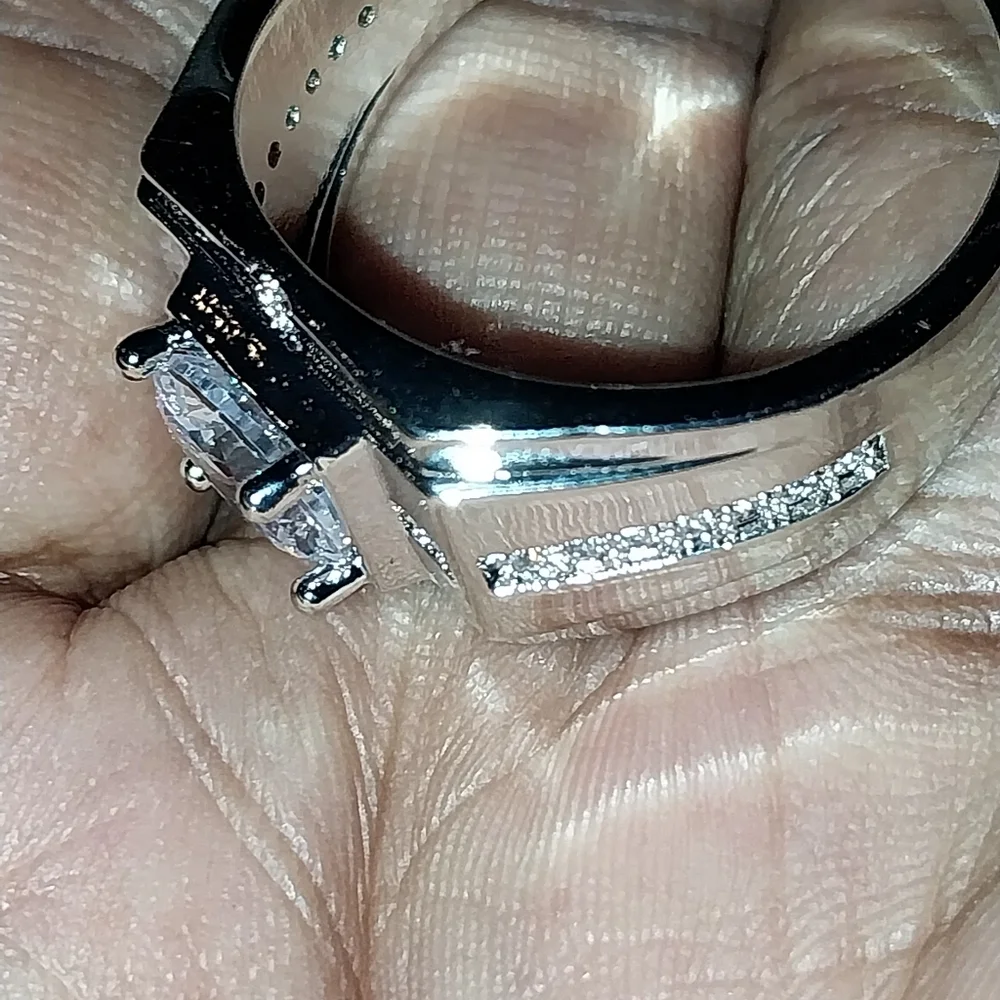 Classic Men's 925 Silver Diamond Ring Sz 13